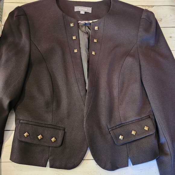 Cass Black Knit Blazer With Metal Studs Detail Size Small - Picture 3 of 8